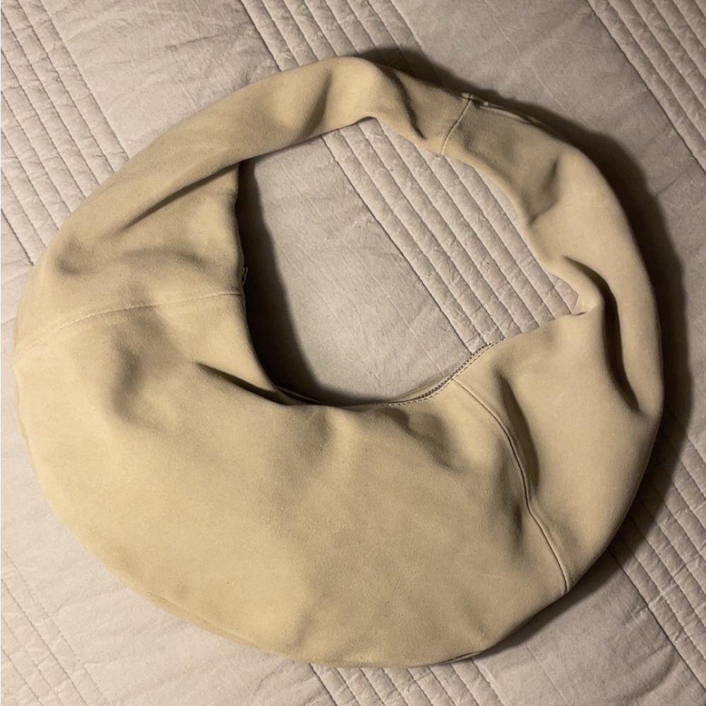 NA-KD Cream suede Hobo Bag